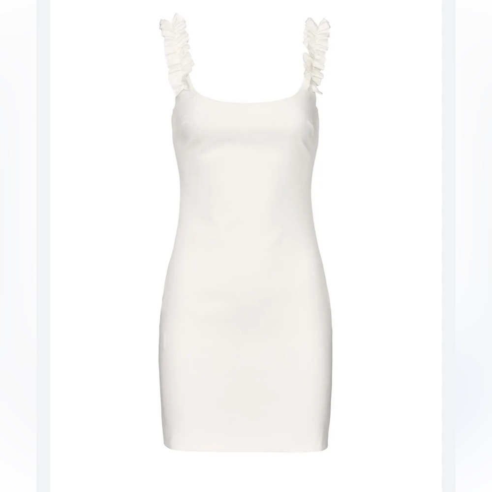 Likely White Ruffle-Strap Mini Dress